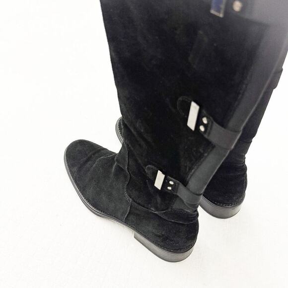 Aquatalia Unicorn Black Suede Leather Knee High Riding Boots Size 36 - Picture 6 of 6